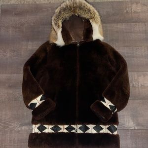 Vintage Rare Authentic 1960s Mutton / Wolves Fur Eskimo Alaska Zip up jacket